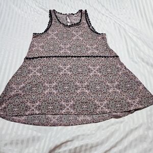 Floral Sleeveless Top - Pink and Black